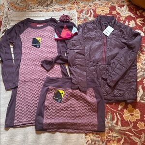 Smartwool set bundle 3 Woodsmoke wine merino wool dress jacket & beanie womens M